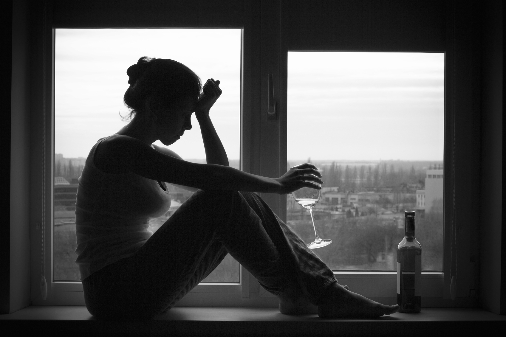 Woman in depressed mood in need of alcohol detox at summit detox